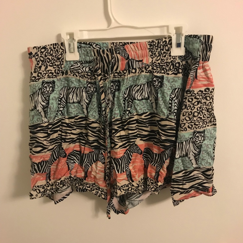 Mink pink animal patterned shorts